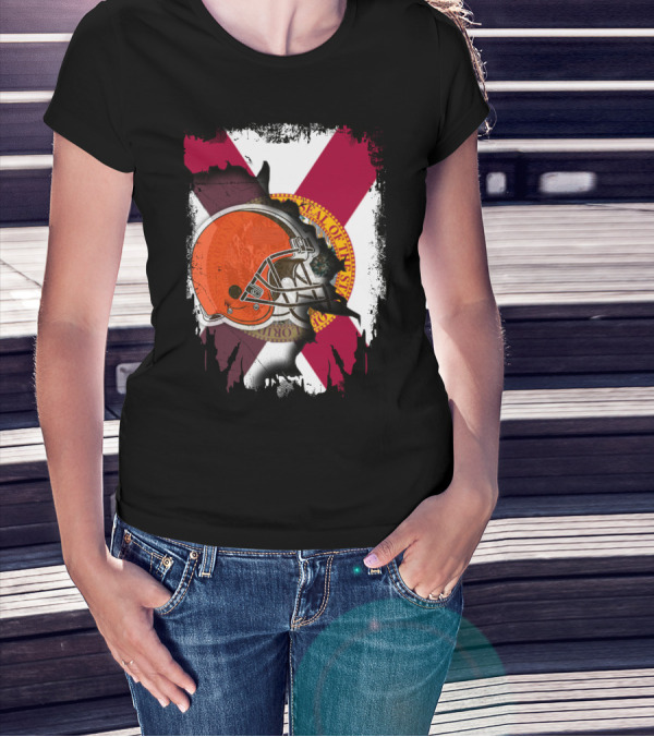 Florida State Flag And Cleveland Browns Helmet Together T-Shirt