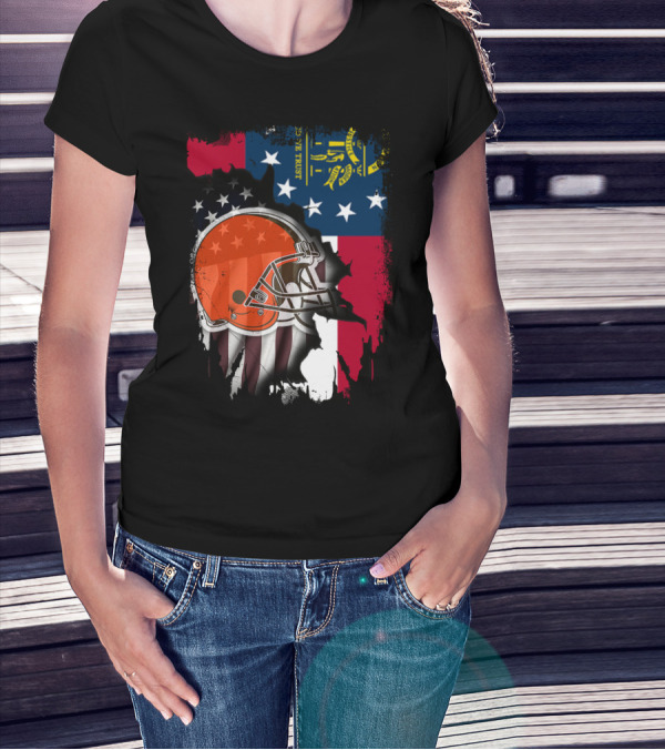 Georgia Flag Cleveland Browns Helmet Together T-Shirt