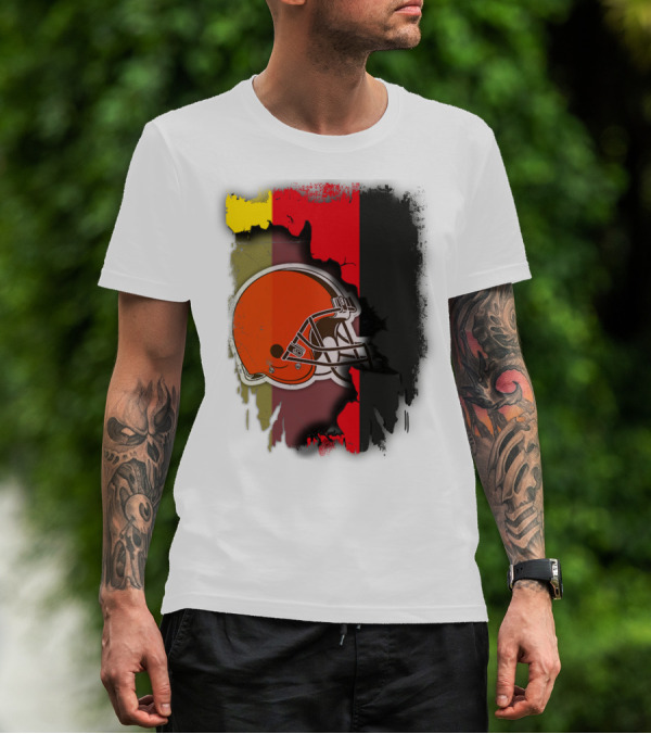 Germany Flag With Cleveland Browns Helmet T-Shirt