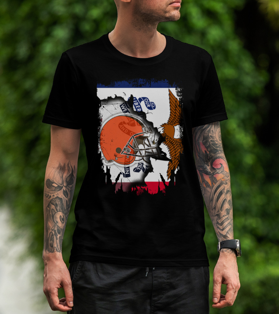 Together Iowa With Browns Helmet And Eagle Flag Elements T-Shirt