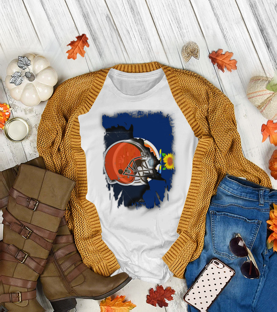 Kansas and Browns Helmet with Sunflower T-Shirt