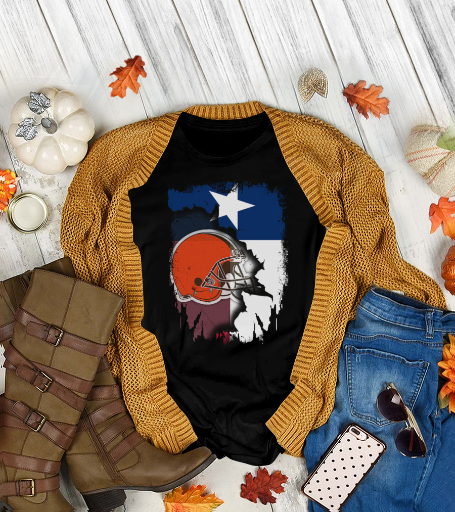 Together Texas Browns Helmet Star Flag T-Shirt