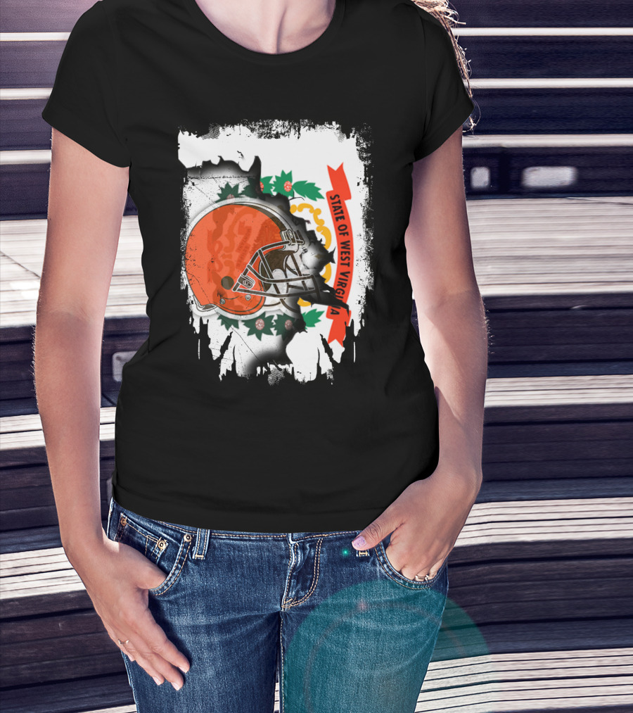 State Of West Virginia Cleveland Browns Helmet T-Shirt