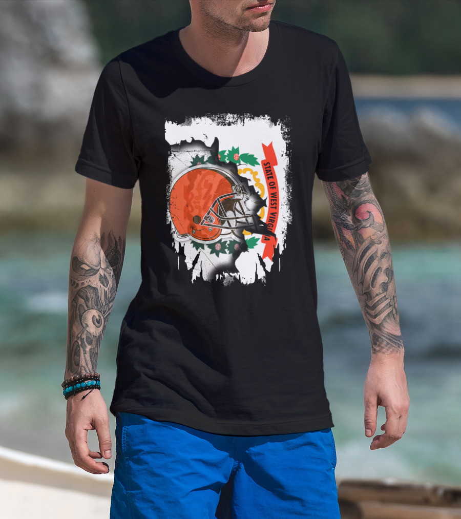 State Of West Virginia Cleveland Browns Helmet T-Shirt