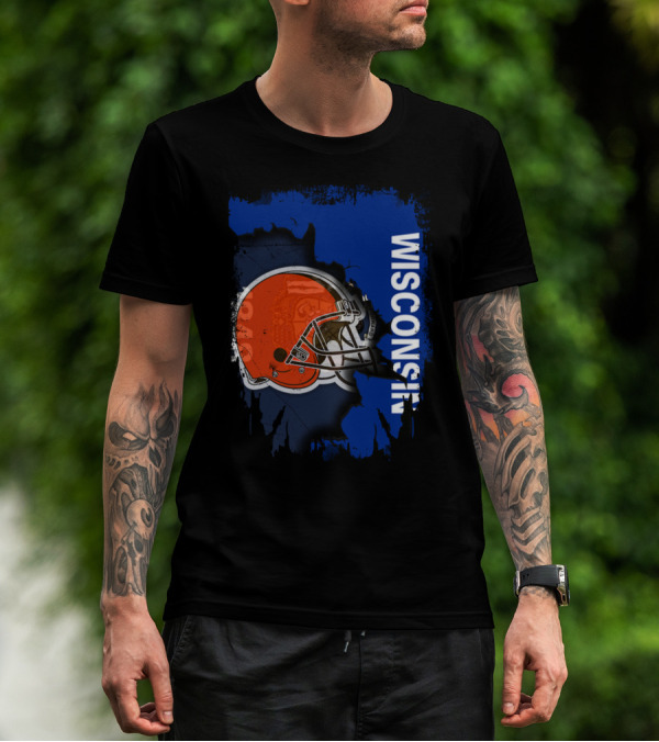 Wisconsin Football Helmet Browns T-Shirt