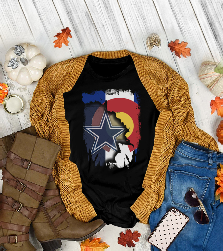 Together Colorado Dallas Cowboys Flag Star Display T-Shirt