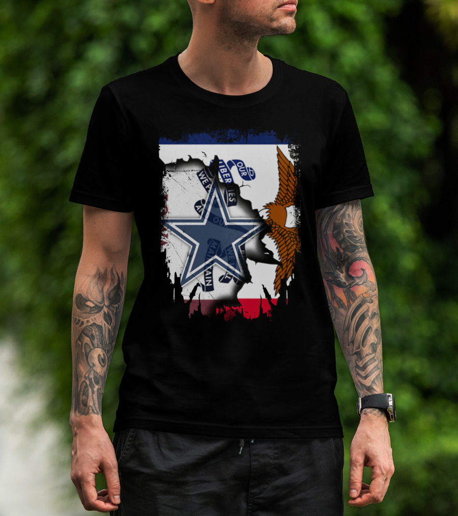 Together Iowa With Cowboys Dallas Star And Eagle Flag T-Shirt