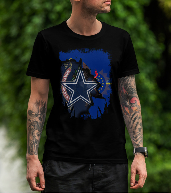 North Dakota Emblem With Dallas Cowboys Star T-Shirt