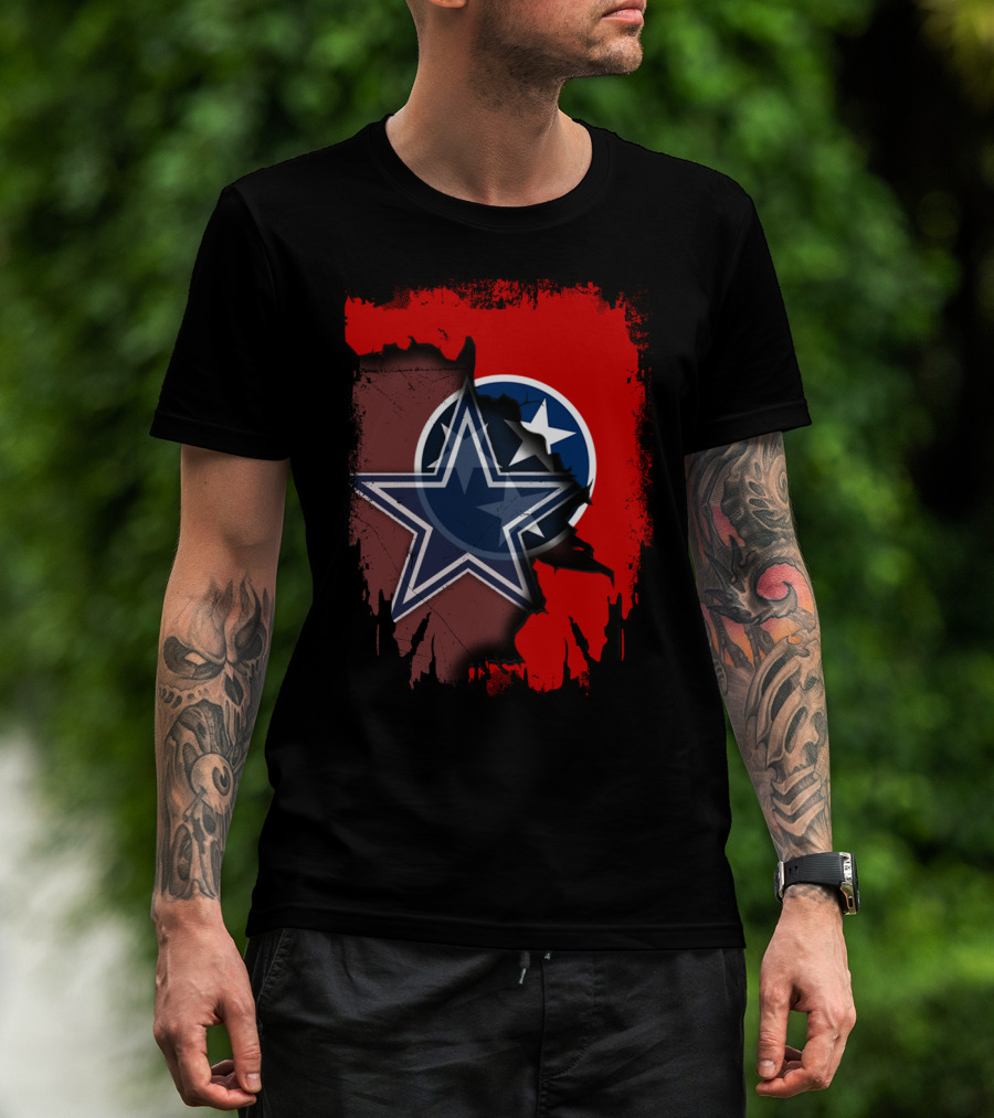 Tennessee Cowboys Star With Tri-Star Flag Fusion T-Shirt