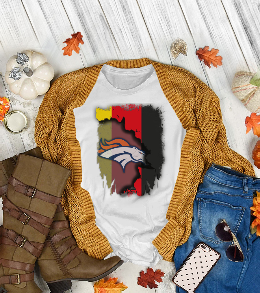 Germany Flag With Broncos Logo Together T-Shirt