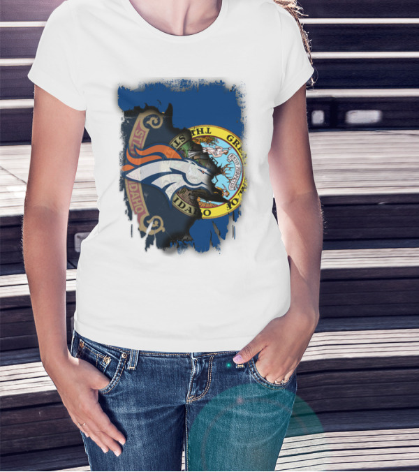 Idaho State Pride With Denver Broncos Emblem T-Shirt