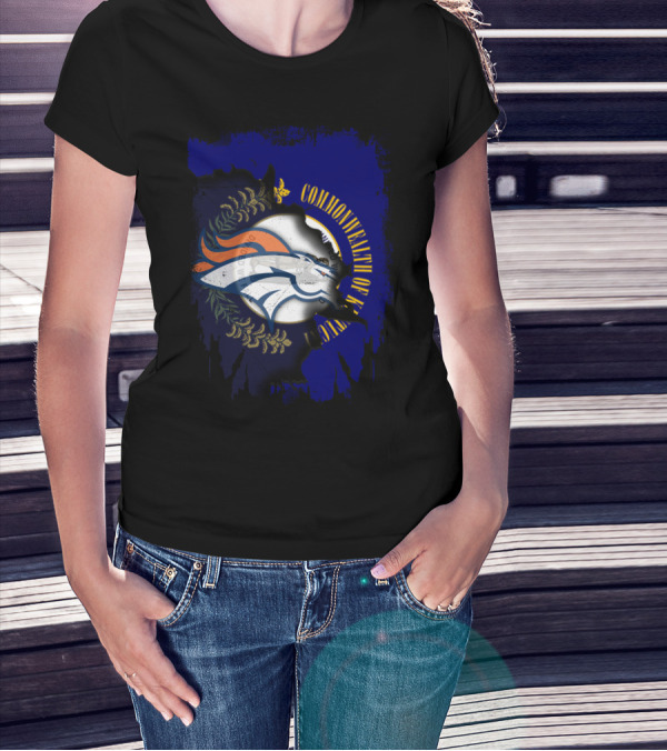 Commonwealth Of Kentucky With Broncos Logo Fusion T-Shirt