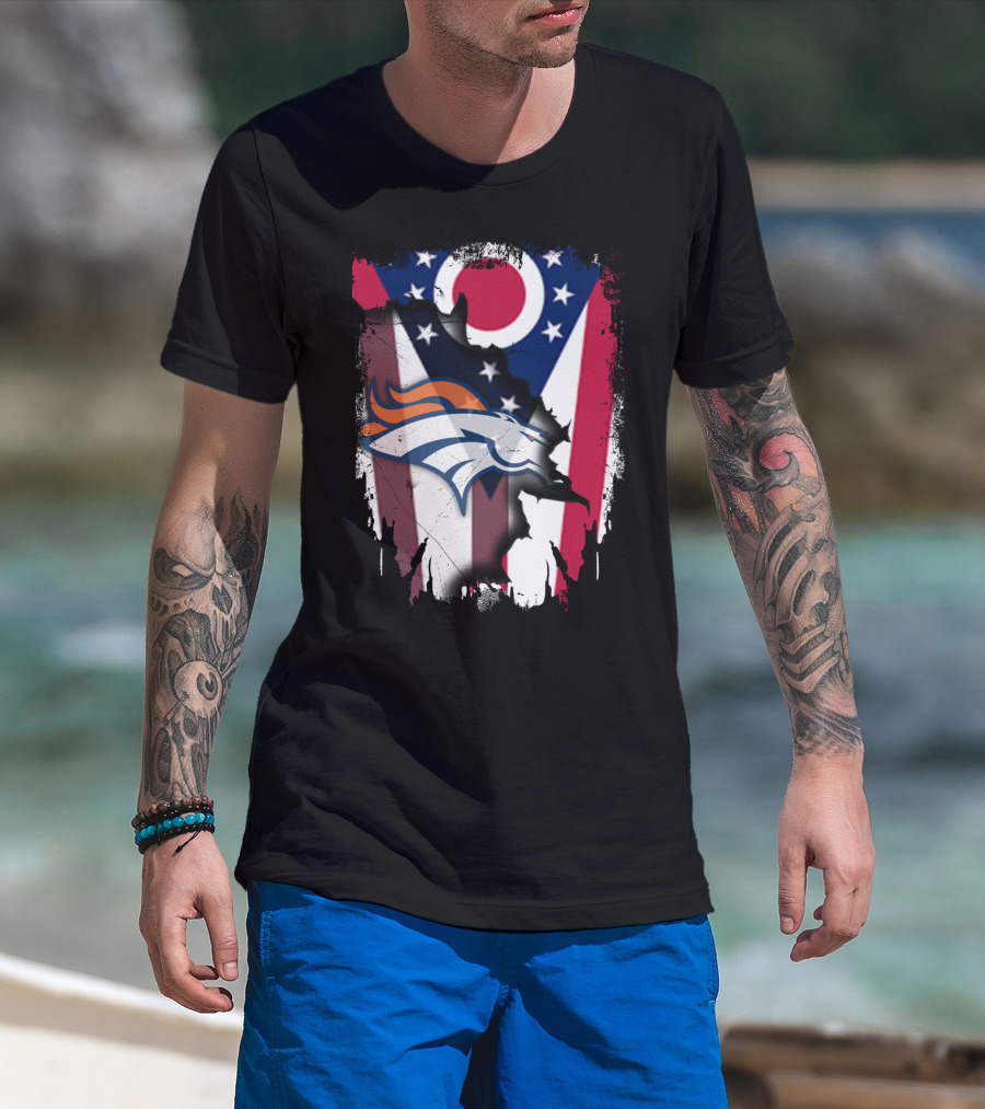 Together Ohio Flag With Broncos T-Shirt