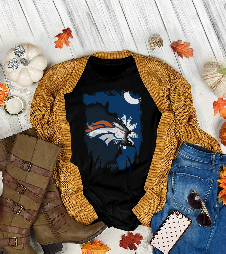 Together with Broncos in South Carolina Palmetto and Crescent T-Shirt