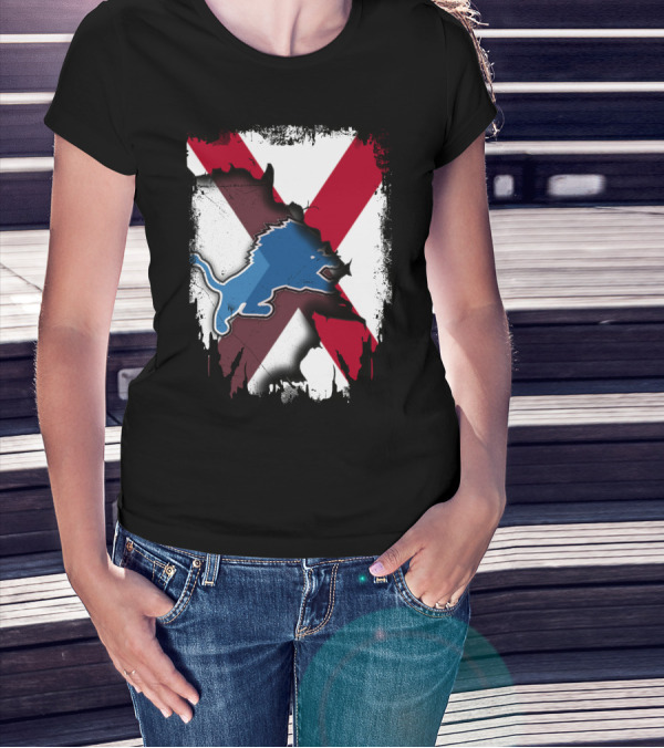 Together Alabama With Lions Detroit Football Fusion T-Shirt