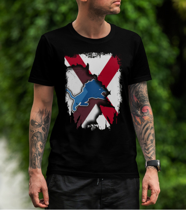 Together Alabama With Lions Detroit Football Fusion T-Shirt