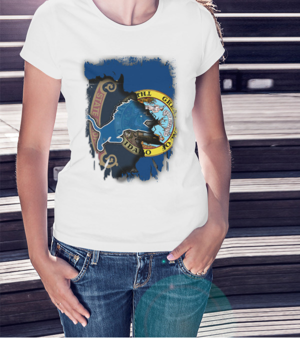 Idaho State Seal With Detroit Lions Collaboration T-Shirt
