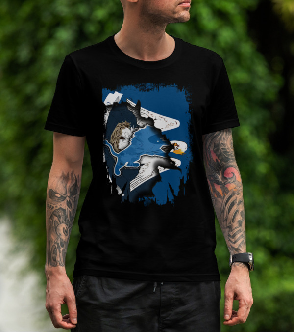 Lions And Eagles Blend With Creative Art Elements T-Shirt