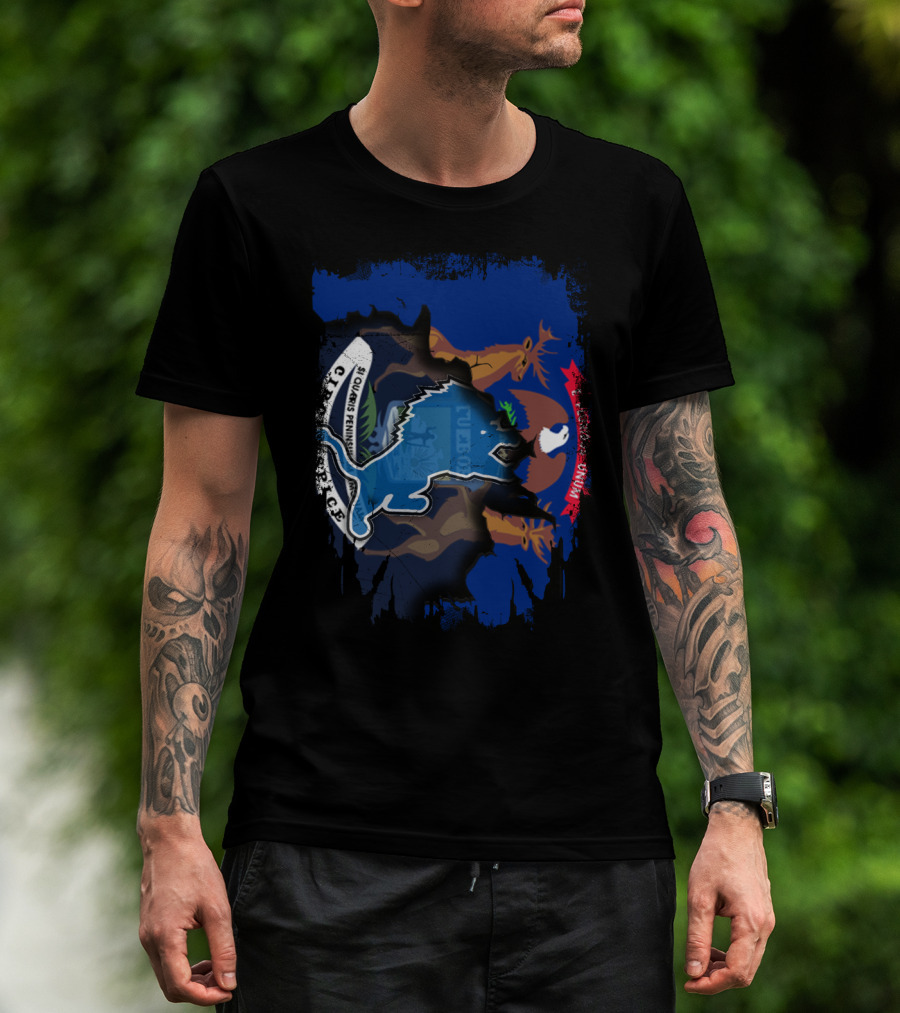 Together Michigan With Lions United Emblem T-Shirt