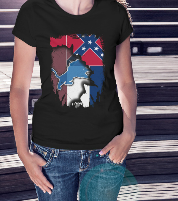 Mississippi Lions With Confederate Flag T-Shirt