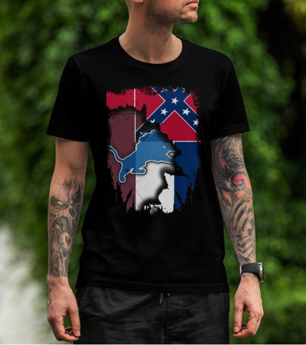 Mississippi Lions With Confederate Flag T-Shirt