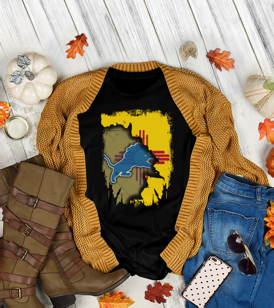 Together New Mexico Zia Symbol with Detroit Lions T-Shirt
