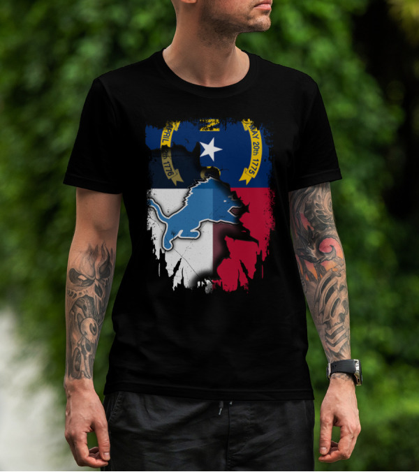 North Carolina Flag With Blue Lion T-Shirt
