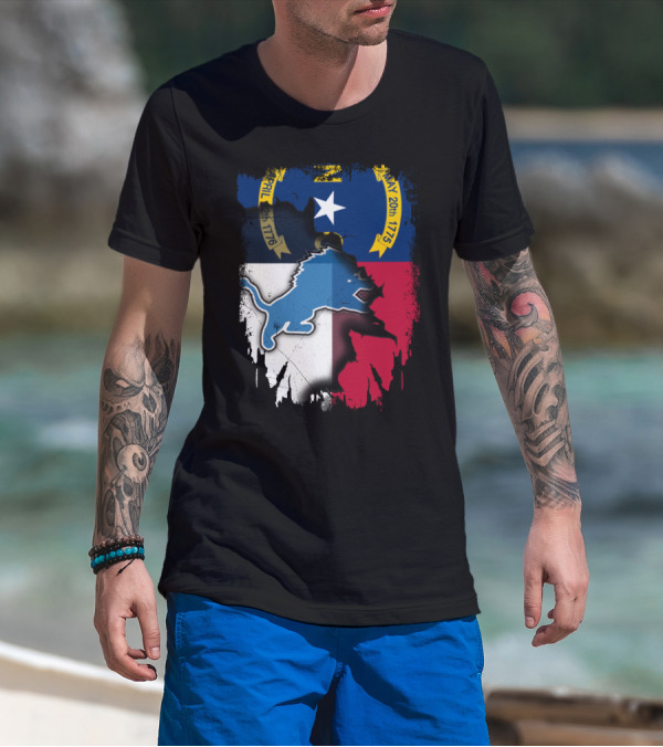 North Carolina Flag With Blue Lion T-Shirt