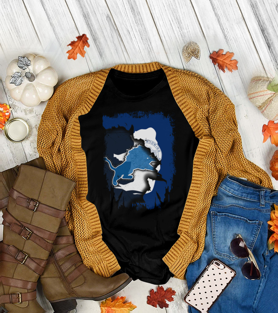 Wyoming Pride with Blue Lion Emblem T-Shirt