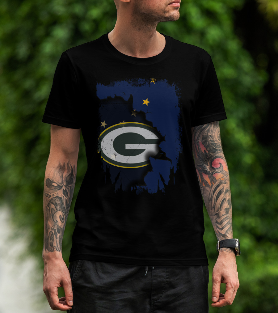 Alaska And Packers United With Green Bay Logo And Stars T-Shirt
