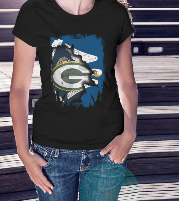 Together Louisiana With Packers And Eagle Football Fusion T-Shirt