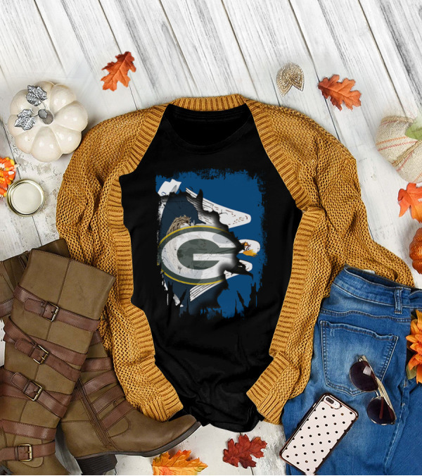 Together Louisiana With Packers And Eagle Football Fusion T-Shirt