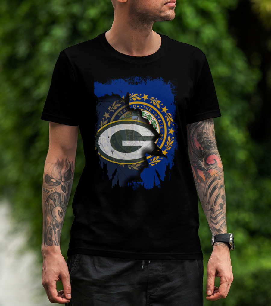 Together New Hampshire With Green Bay Packers State Seal Fusion T-Shirt