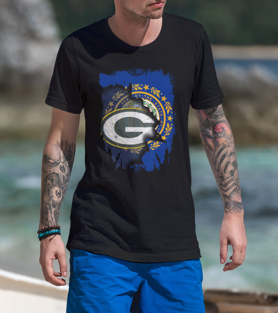 Together New Hampshire With Green Bay Packers State Seal Fusion T-Shirt