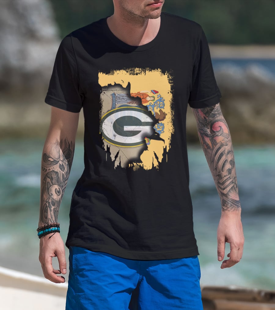New Jersey State Coat Of Arms Overlay With Green Bay Packers T-Shirt