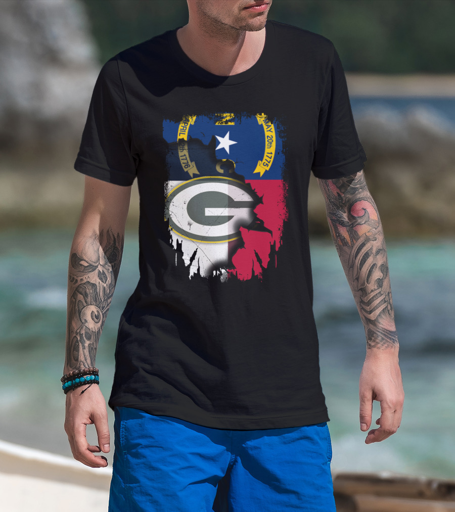 Together North Carolina Flag Green Bay Packers Collaboration T-Shirt