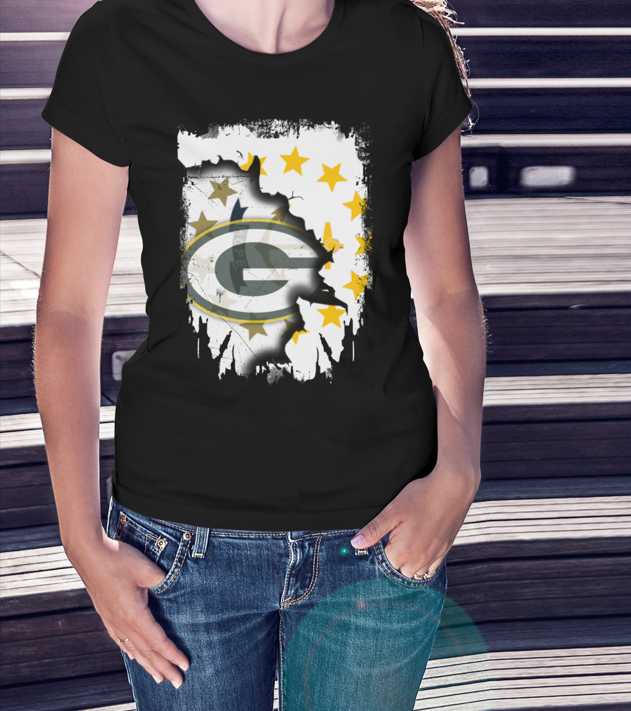 Together Rhode Island With Packers Stars Logo Fusion T-Shirt