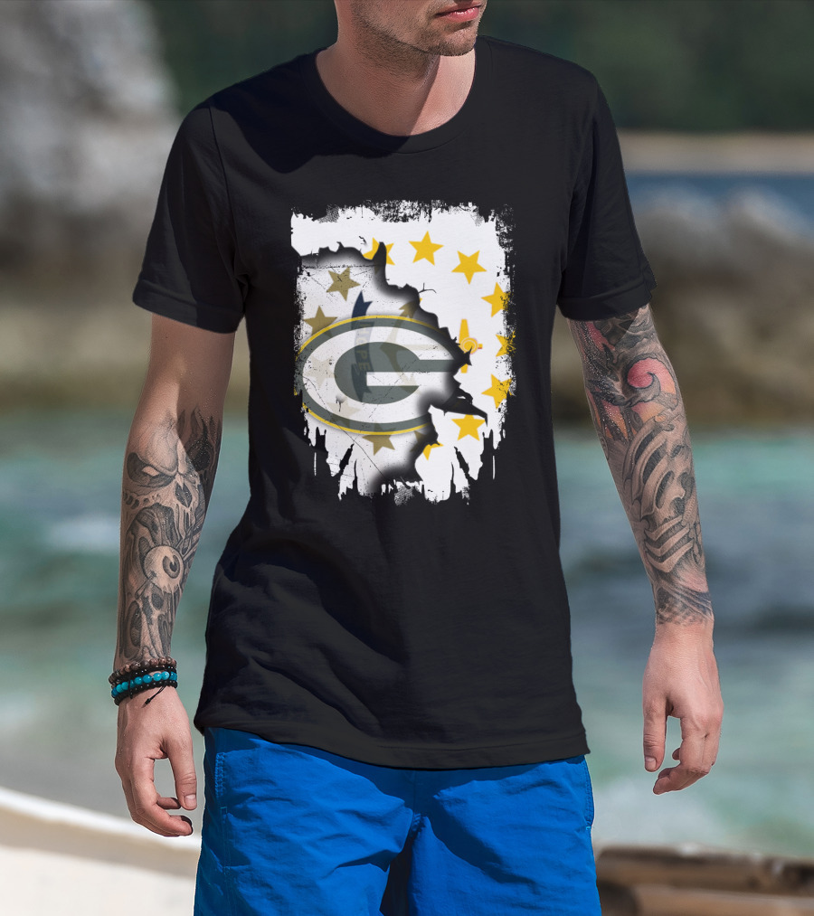 Together Rhode Island With Packers Stars Logo Fusion T-Shirt