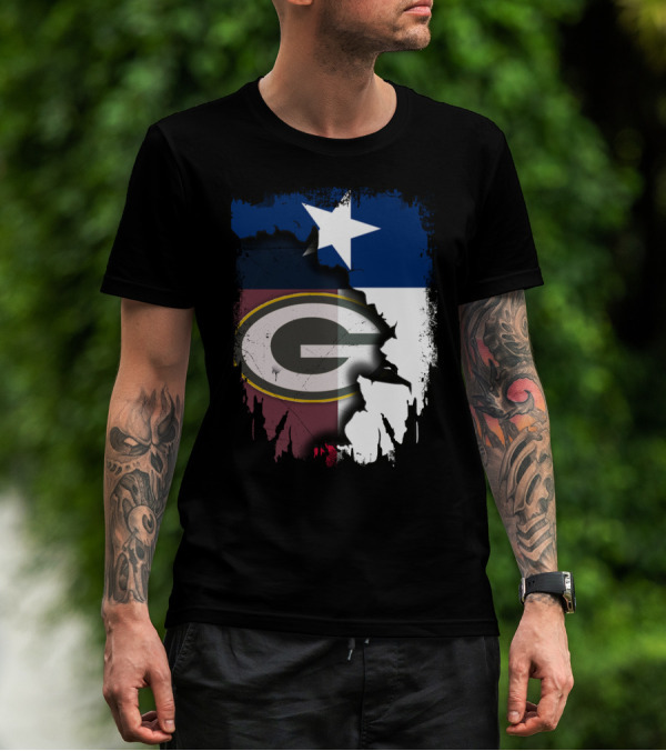 Together Texas Green Bay Packers Star Lone Star Flag T-Shirt