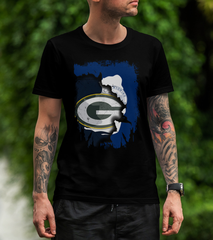 Wyoming State And Green Bay Packers Fusion T-Shirt