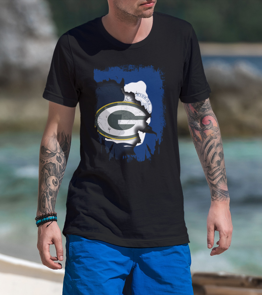 Wyoming State And Green Bay Packers Fusion T-Shirt