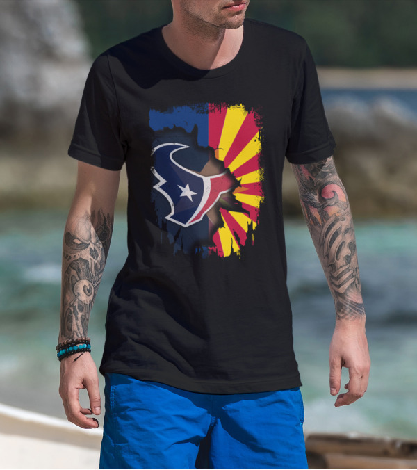 Arizona And Texans Unity With Star And Sunset Colors T-Shirt