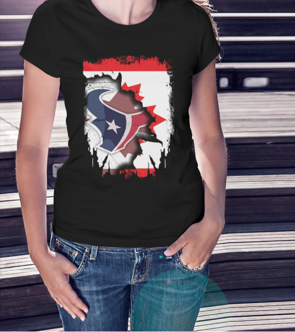 Together Canada With Texans Houston Football Emblem And Canadian Flag Integration T-Shirt
