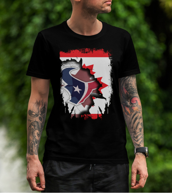 Together Canada With Texans Houston Football Emblem And Canadian Flag Integration T-Shirt