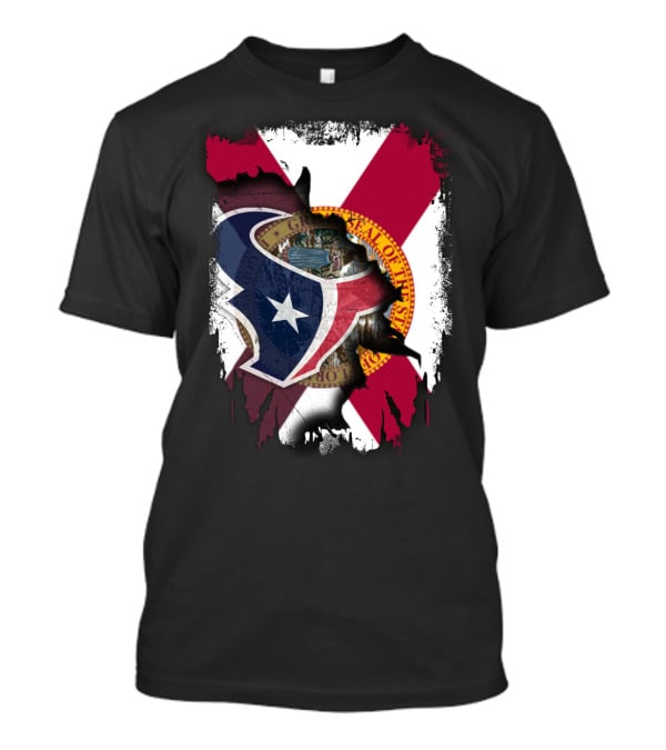 Florida Flag With Houston Texans Logo Fusion T-Shirt