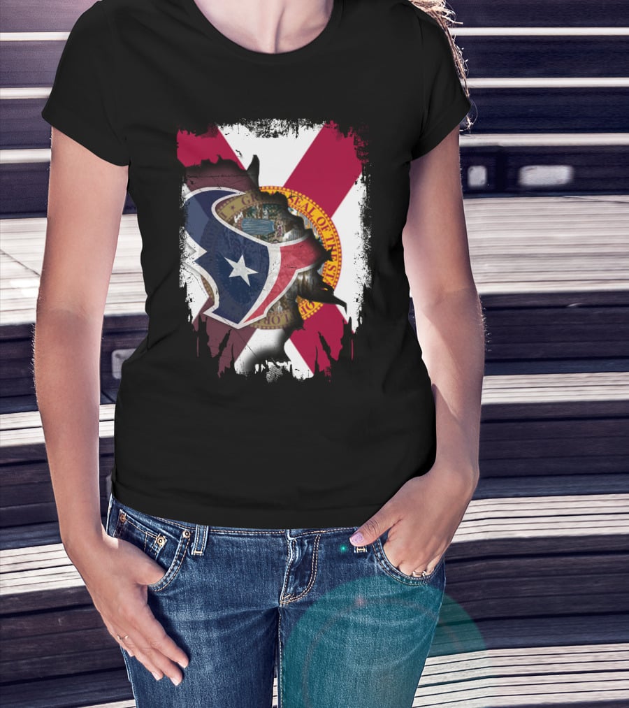 Florida Flag With Houston Texans Logo Fusion T-Shirt