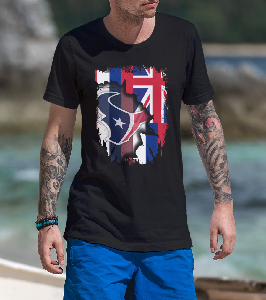 Hawaii Together With Texans Flag And Logo Collaboration T-Shirt