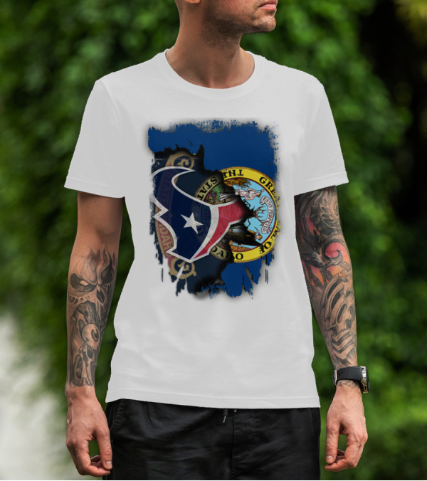 Idaho State Seal And Houston Texans Logo Fusion T-Shirt