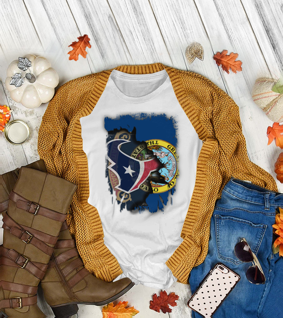 Idaho State Seal and Houston Texans Logo Fusion T-Shirt