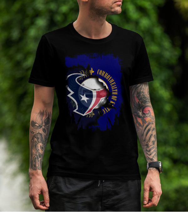 Commonwealth Of Kentucky With Texas Football Emblem T-Shirt